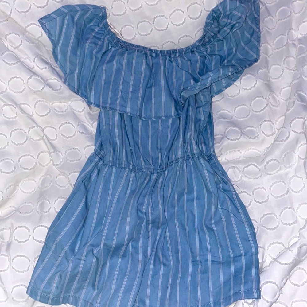 blue and white striped romper size M from forever 21